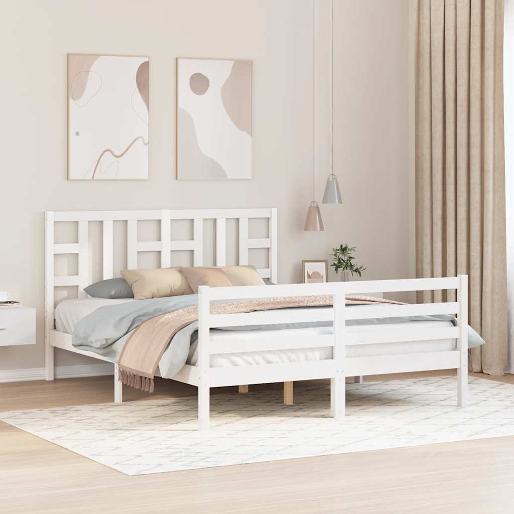 vidaXL Bedframe met hoofdbord massief hout