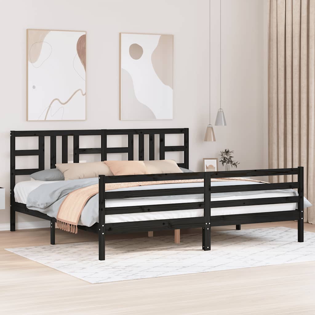 vidaXL Bedframe met hoofdbord massief hout