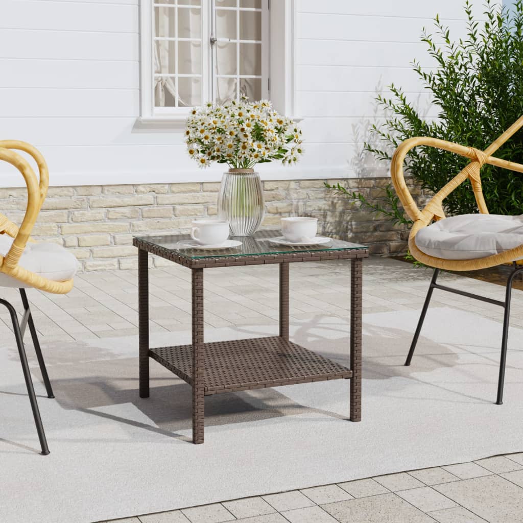 vidaXL Bijzettafel 45x45x45 cm poly rattan en gehard glas zwart