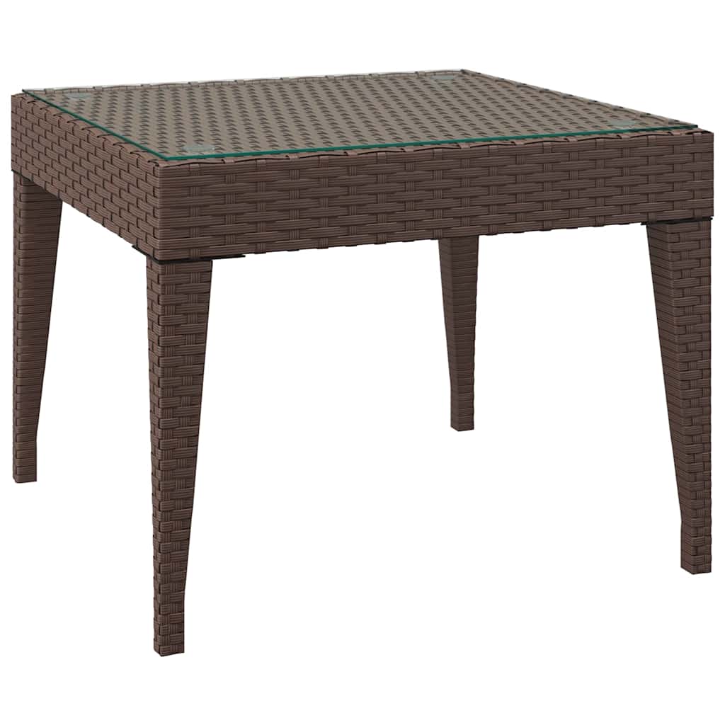 vidaXL Bijzettafel 50x50x38 cm poly rattan en gehard glas zwart