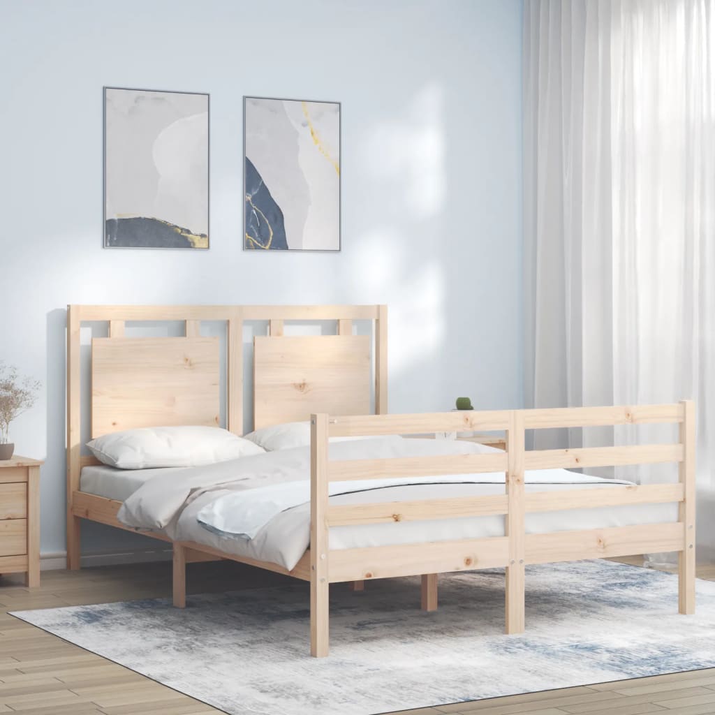 vidaXL Bed Frame with Headboard Solid Wood