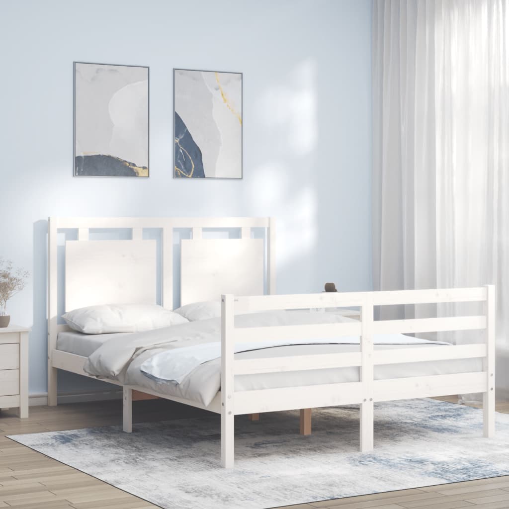 vidaXL Bed Frame with Headboard Solid Wood