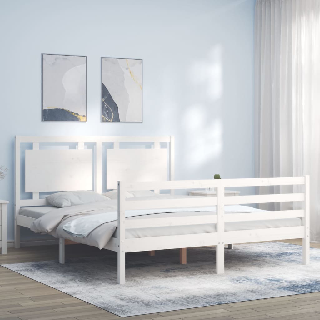 vidaXL Bed Frame with Headboard Solid Wood