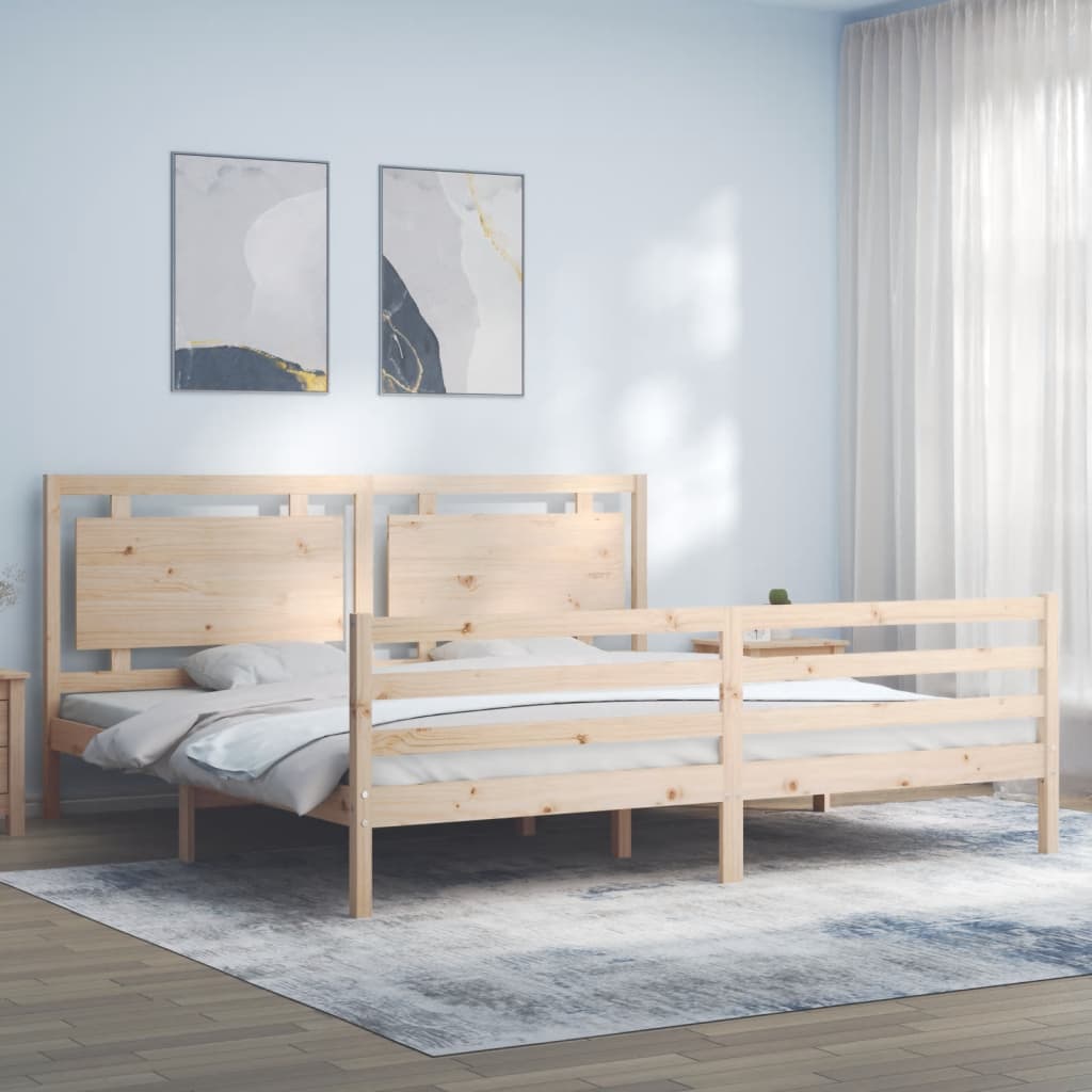 vidaXL Bed Frame with Headboard Solid Wood