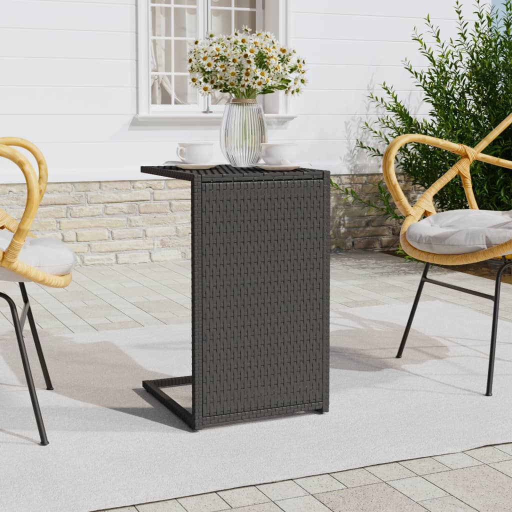 vidaXL Bijzettafel C-vormig 40x35x60 cm poly rattan zwart