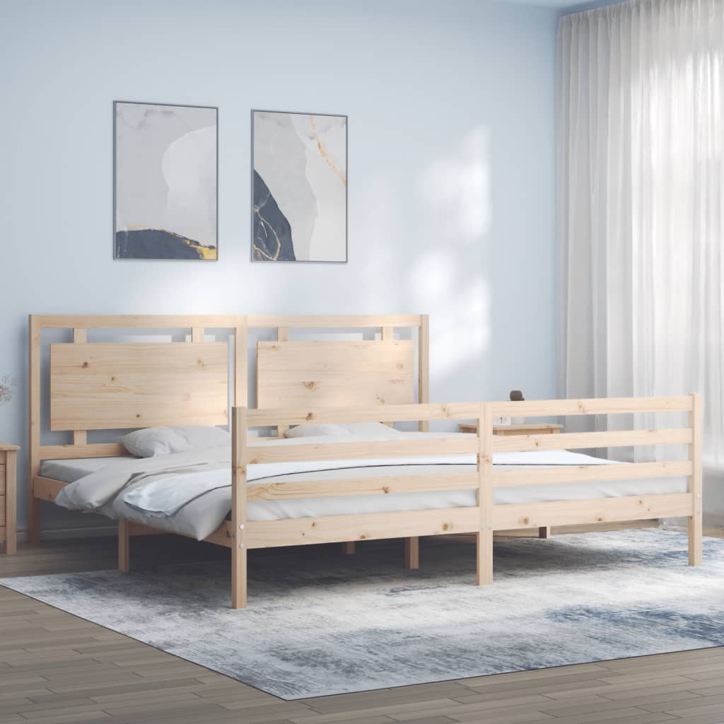 vidaXL Bed Frame with Headboard Solid Wood