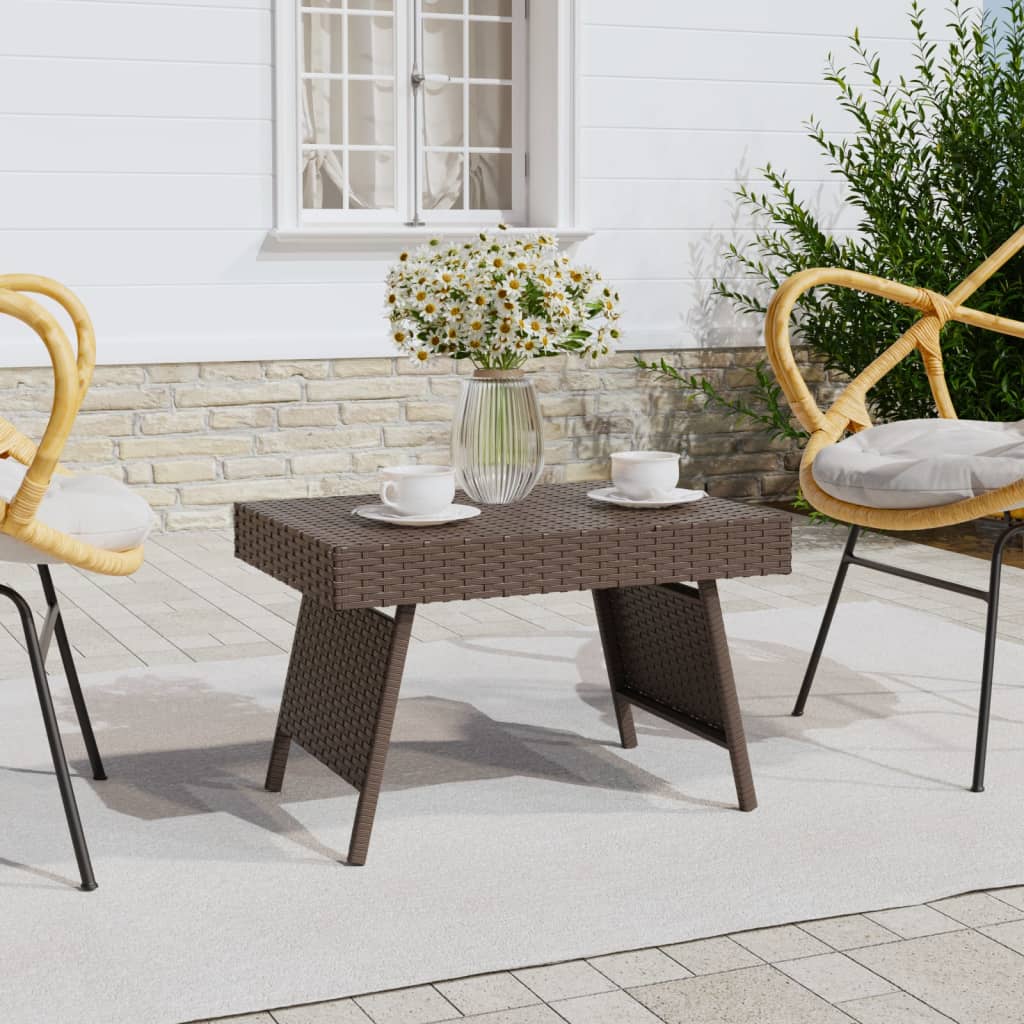 vidaXL Bijzettafel inklapbaar 60x40x38 cm poly rattan zwart