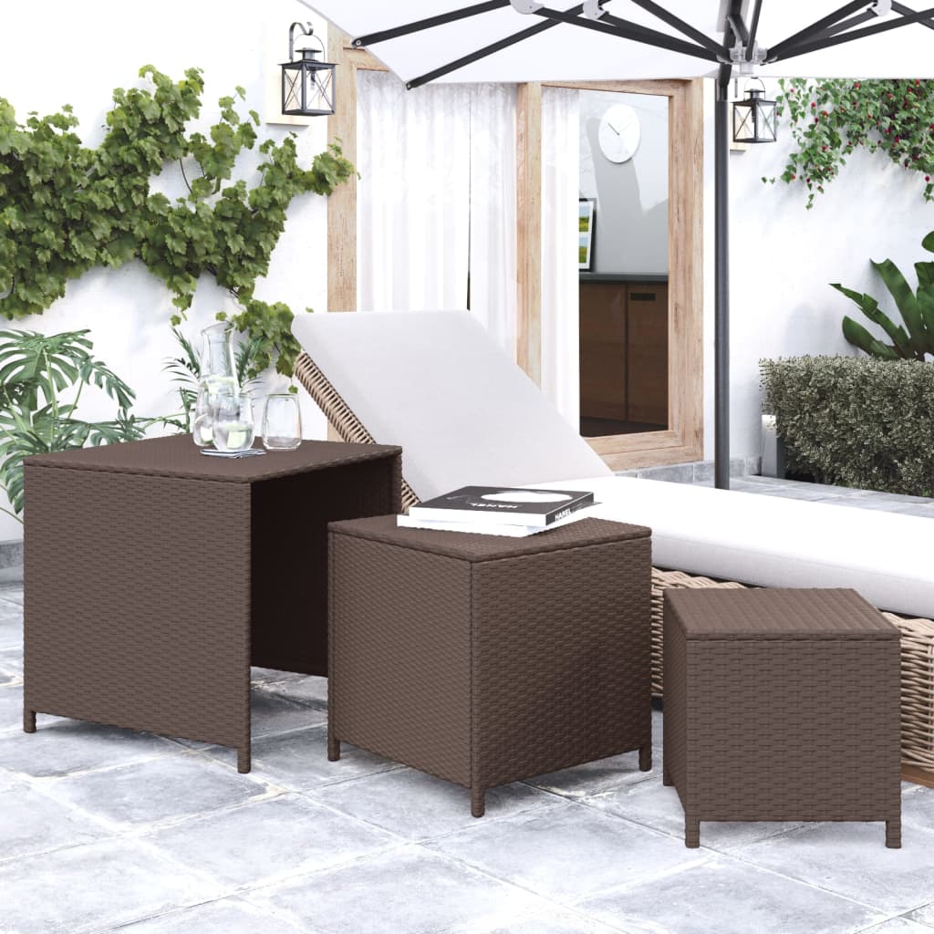 vidaXL Tafeltjesset 3 st poly rattan zwart