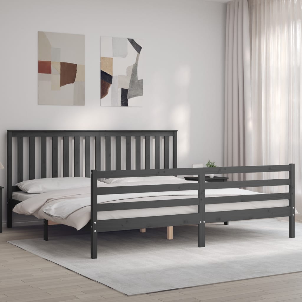 vidaXL Bed Frame with Headboard Solid Wood