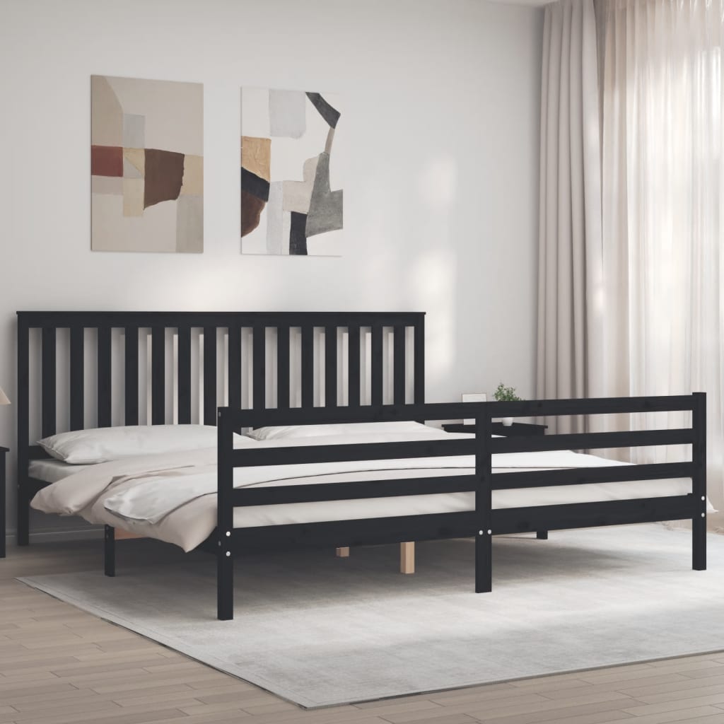 vidaXL Bed Frame with Headboard Solid Wood
