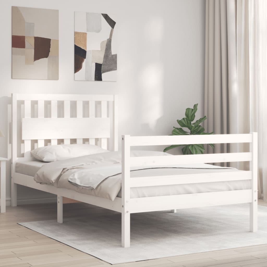 vidaXL Bed Frame with Headboard Solid Wood