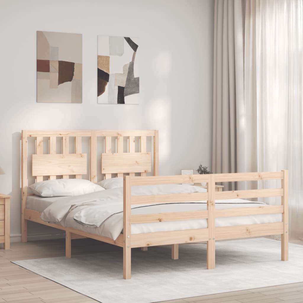 vidaXL Bed Frame with Headboard Solid Wood