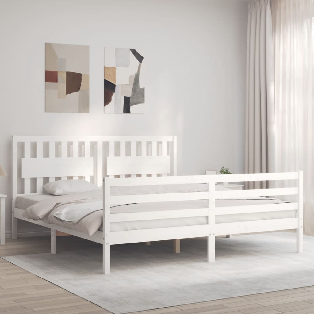 vidaXL Bed Frame with Headboard Solid Wood