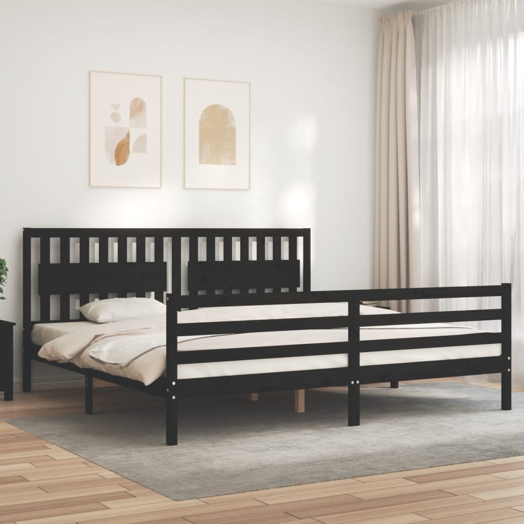 vidaXL Bed Frame with Headboard Solid Wood