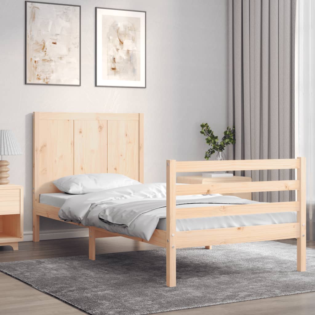 vidaXL Bed Frame with Headboard Solid Wood