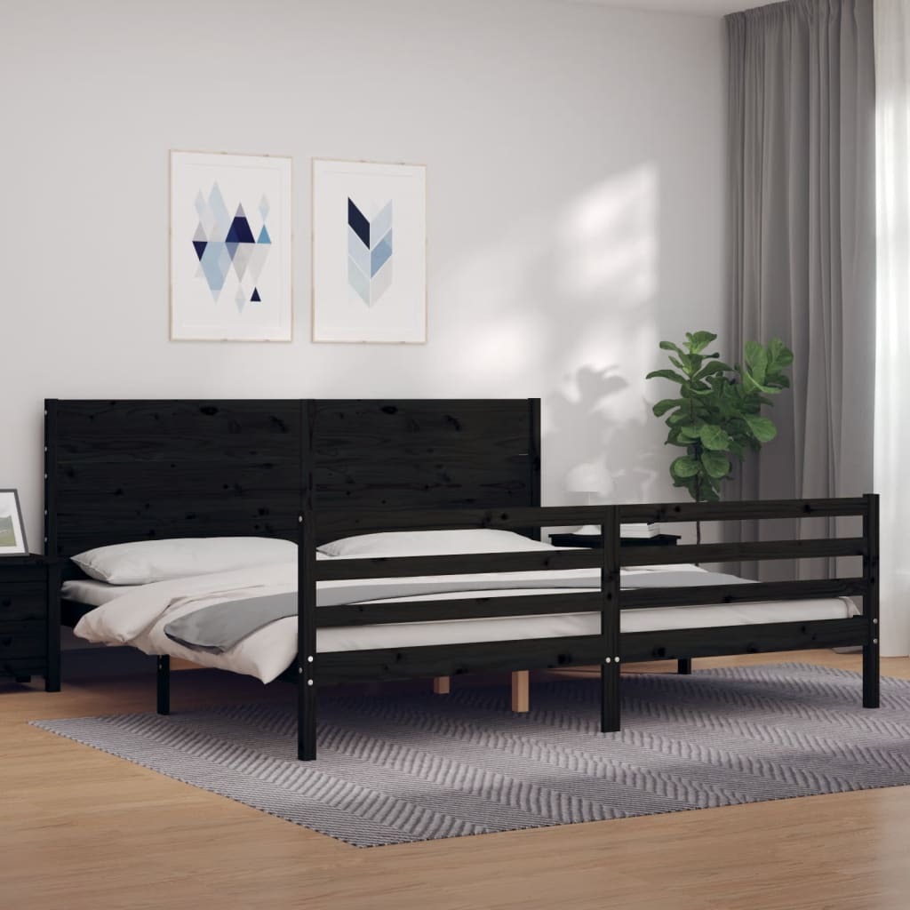 vidaXL Cadre de lit avec sabot de lit massif 100x200 cm