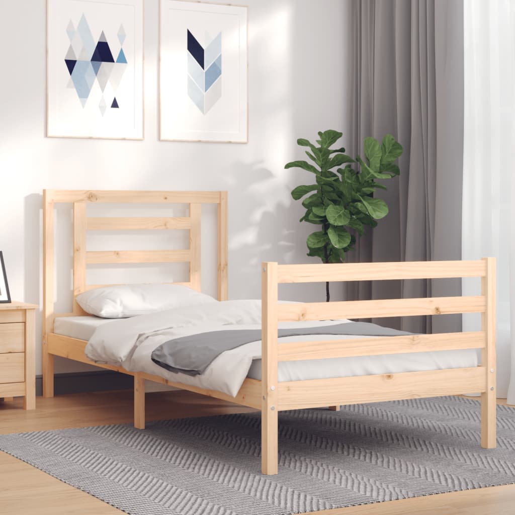 vidaXL Bedframe met hoofdbord massief hout wit