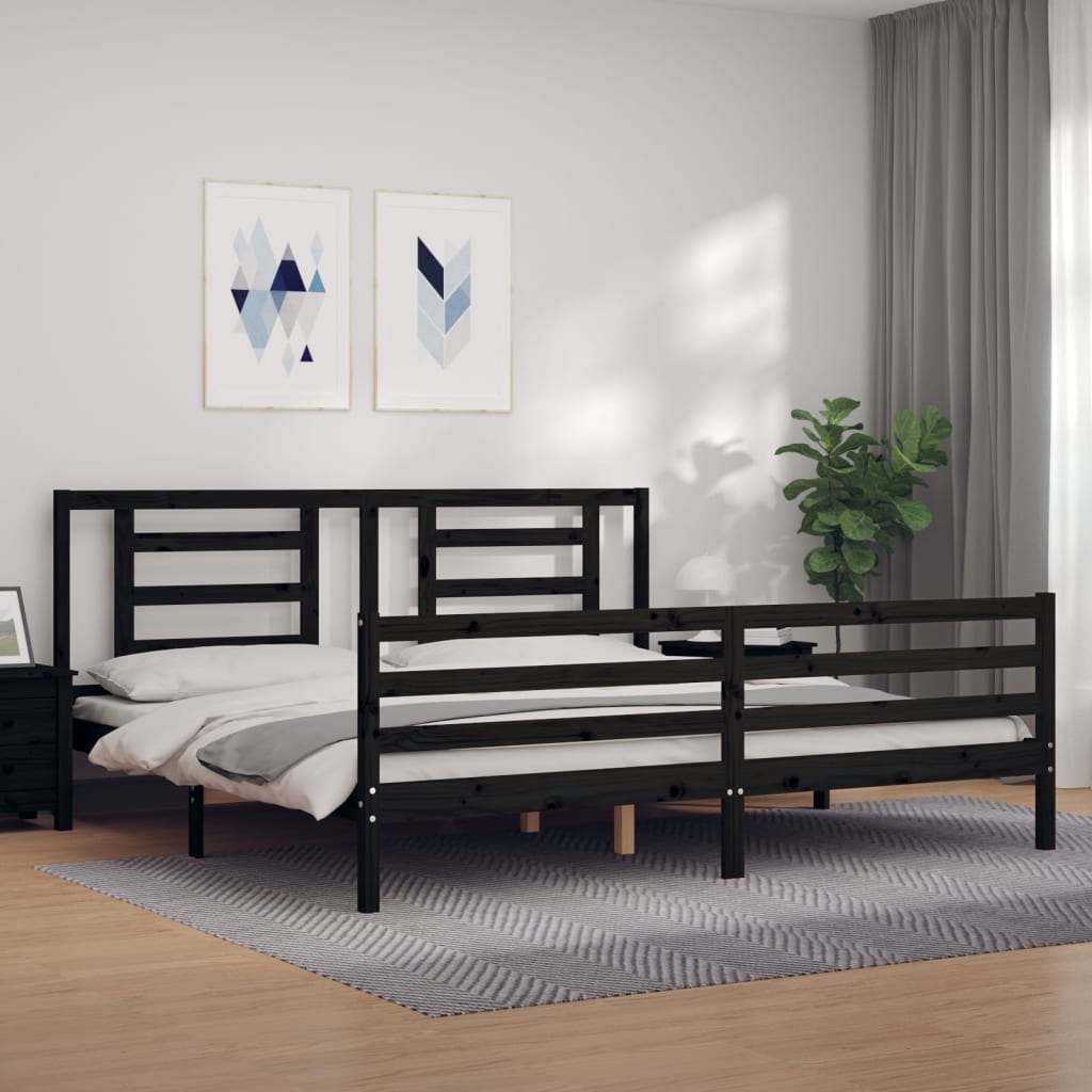 vidaXL Bedframe met hoofdbord massief hout wit