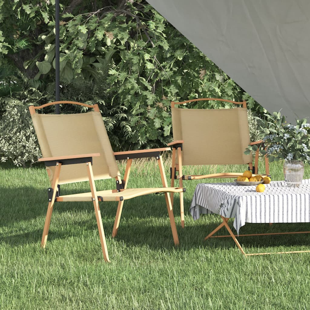 vidaXL Campingstoelen 2 st 54x43x59 cm oxford stof beige