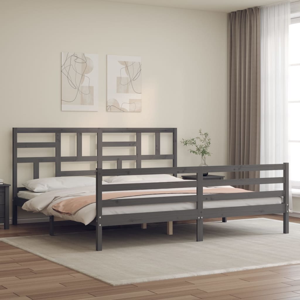 vidaXL Bedframe met hoofdbord massief hout