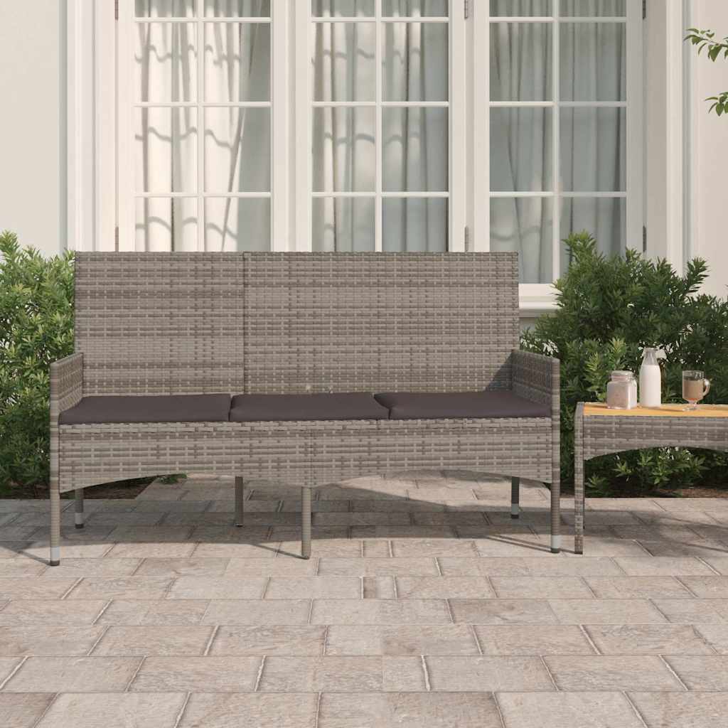 vidaXL Tuinbank 3-zits met kussens poly rattan bruin