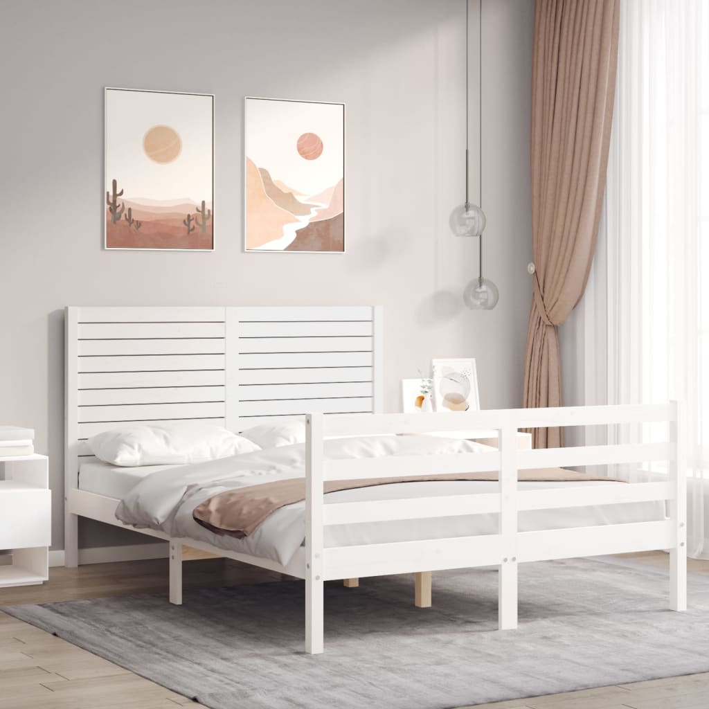 vidaXL Bed Frame with Headboard Solid Wood