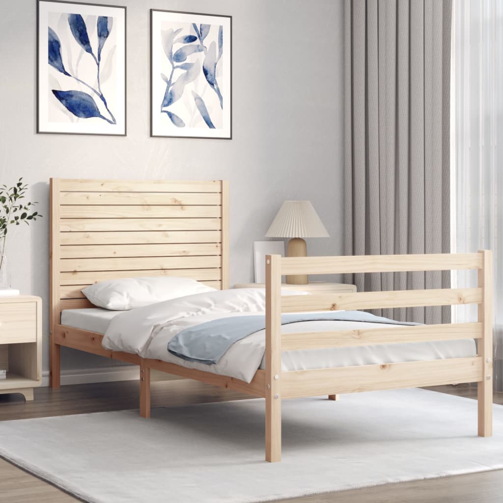vidaXL Bed Frame with Headboard Solid Wood