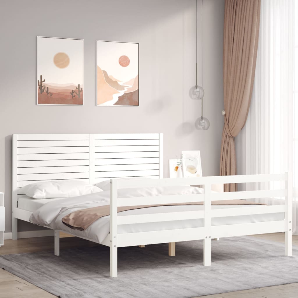 vidaXL Bed Frame with Headboard Solid Wood