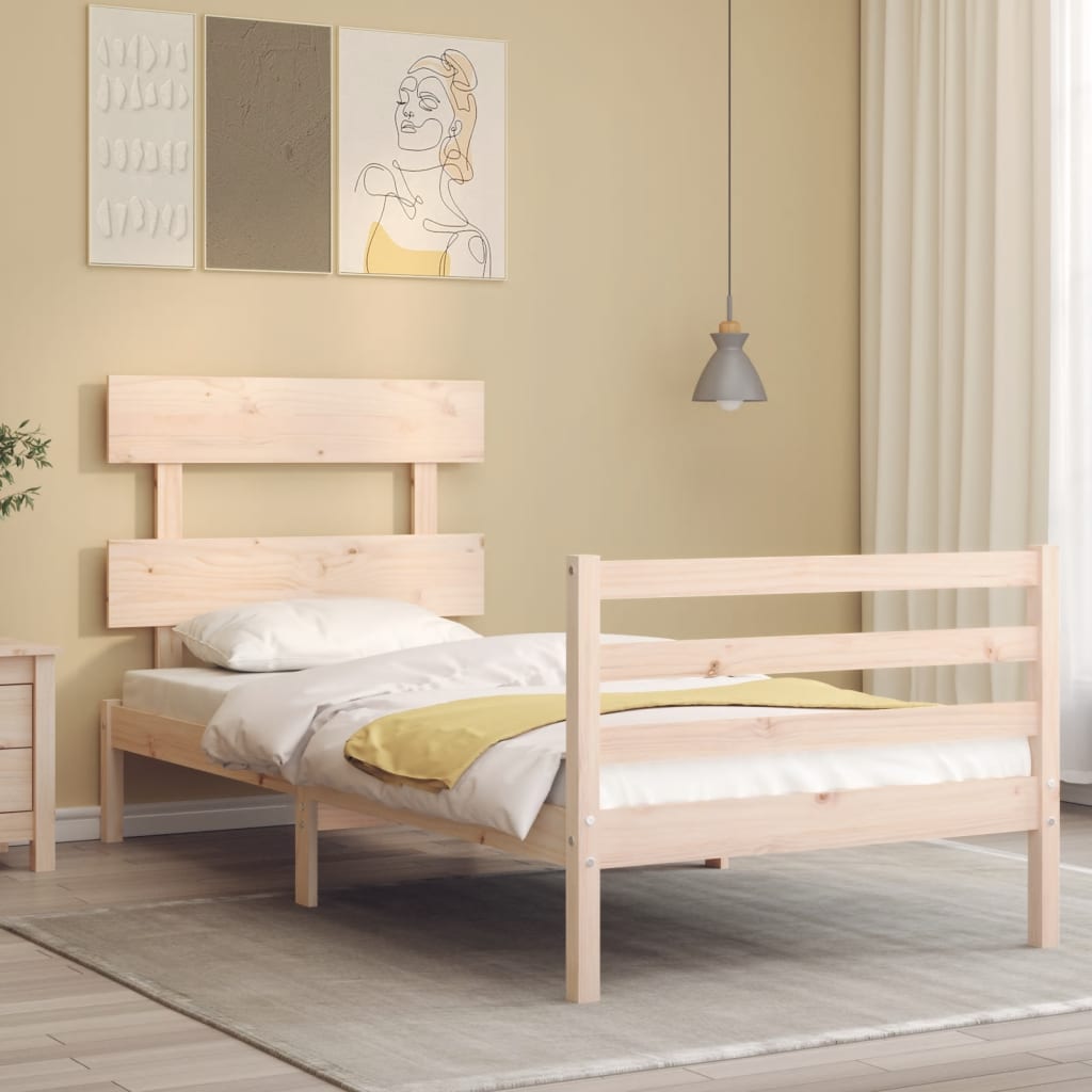 vidaXL Bed Frame with Headboard Solid Wood