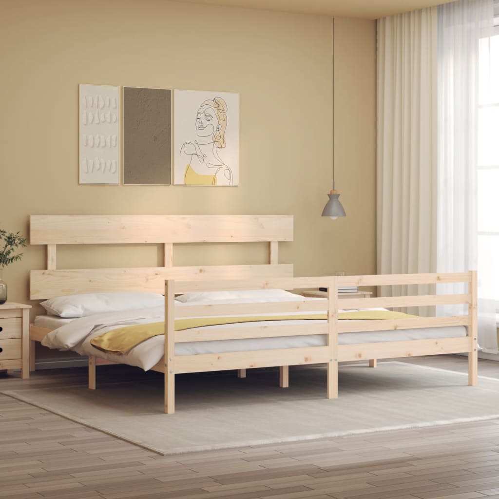 vidaXL Bed Frame with Headboard Solid Wood