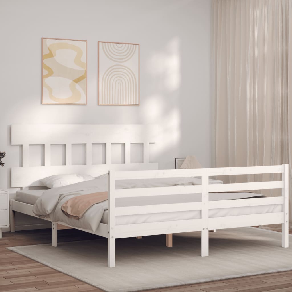 vidaXL Bed Frame with Headboard Solid Wood