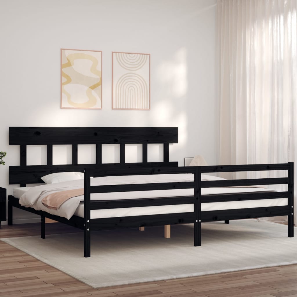 vidaXL Bed Frame with Headboard Solid Wood