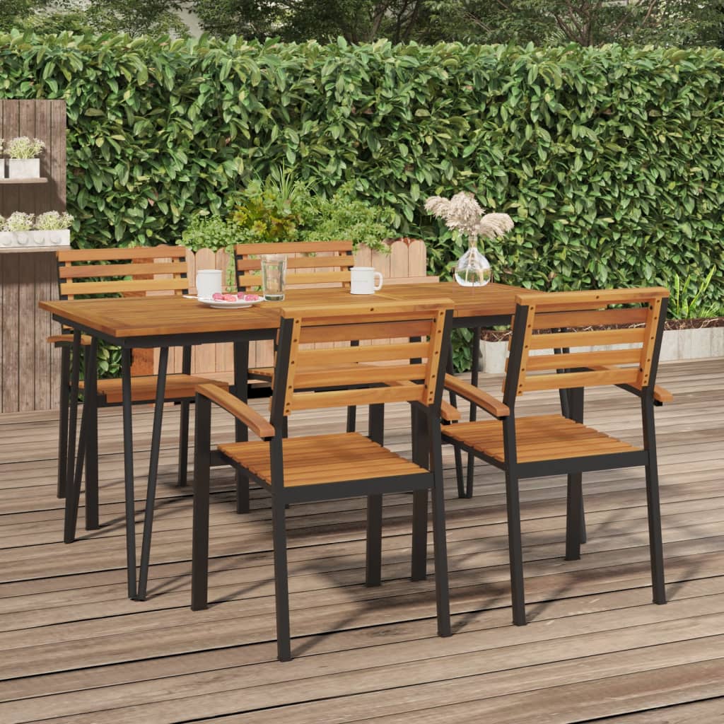 vidaXL Tuintafel met haarspeldpoten 140x80x75 cm massief acaciahout