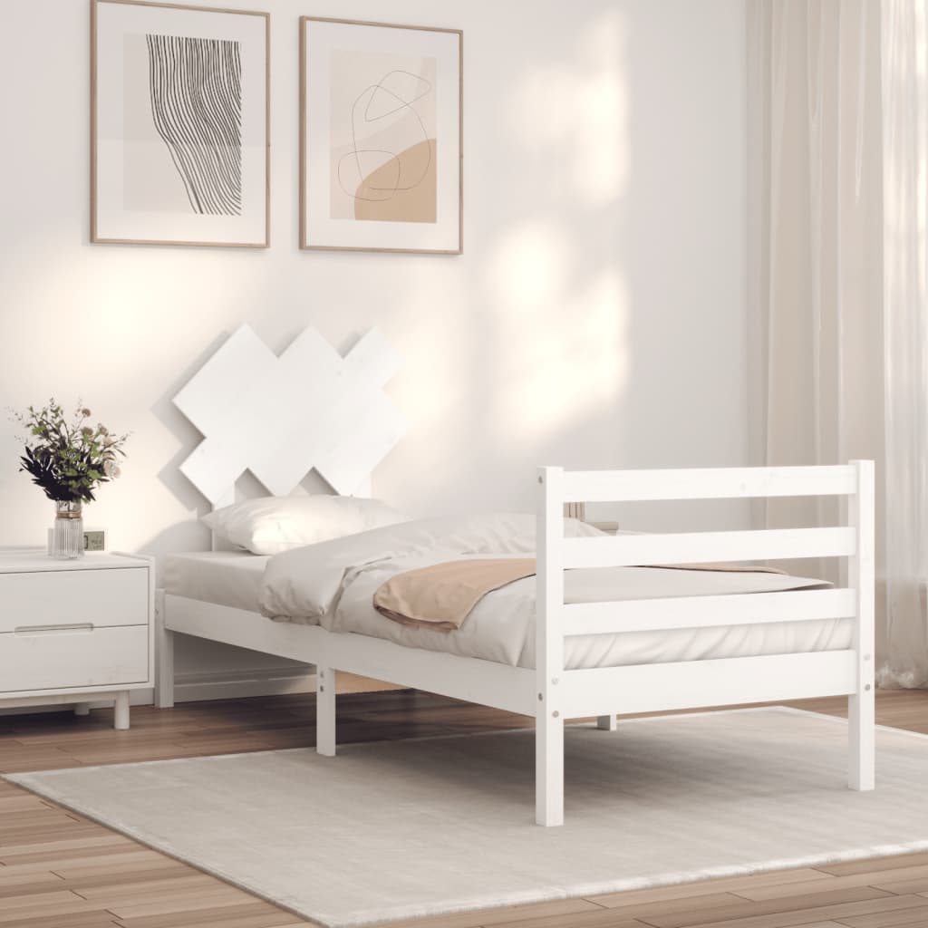 vidaXL Bed Frame with Headboard Solid Wood