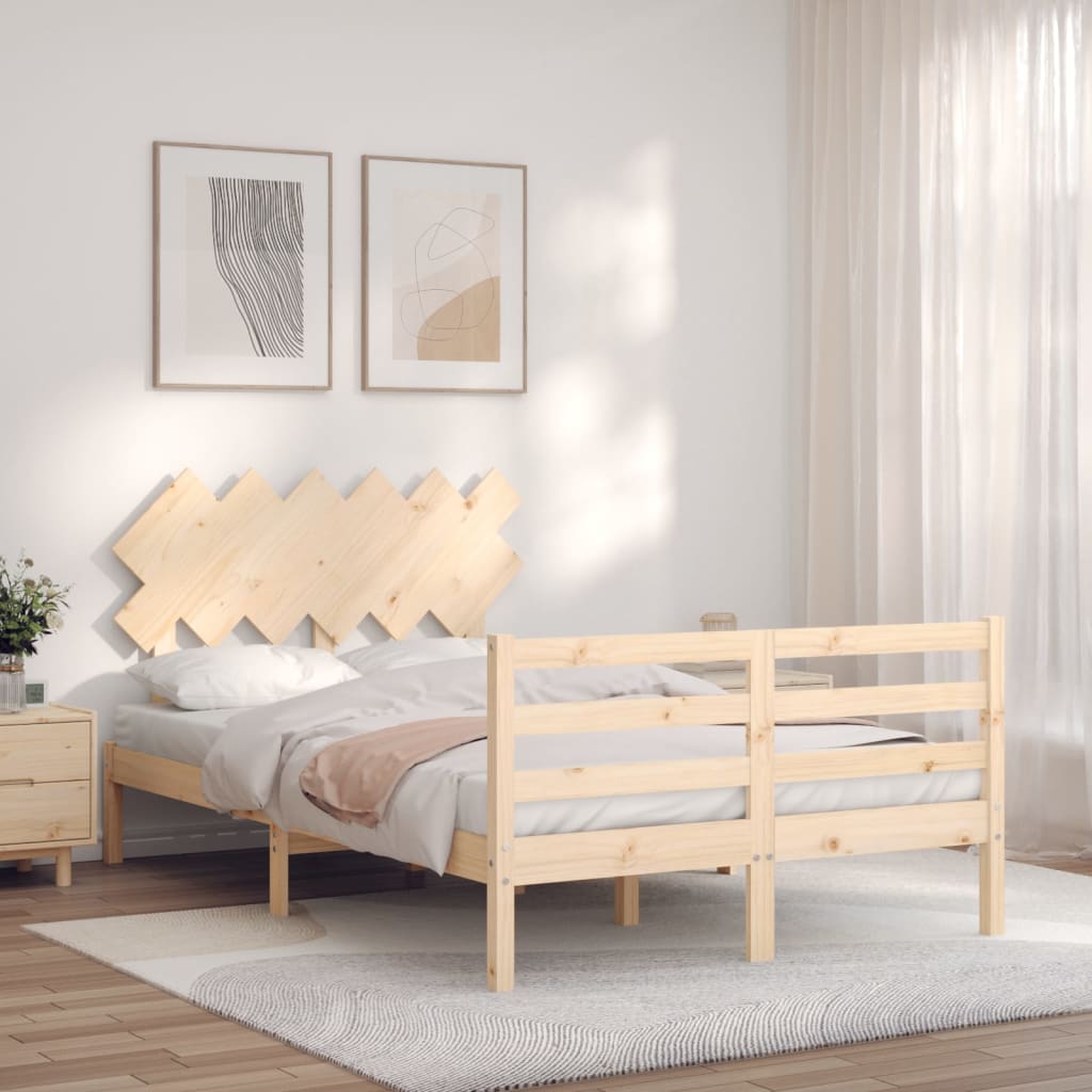 vidaXL Bed Frame with Headboard Solid Wood