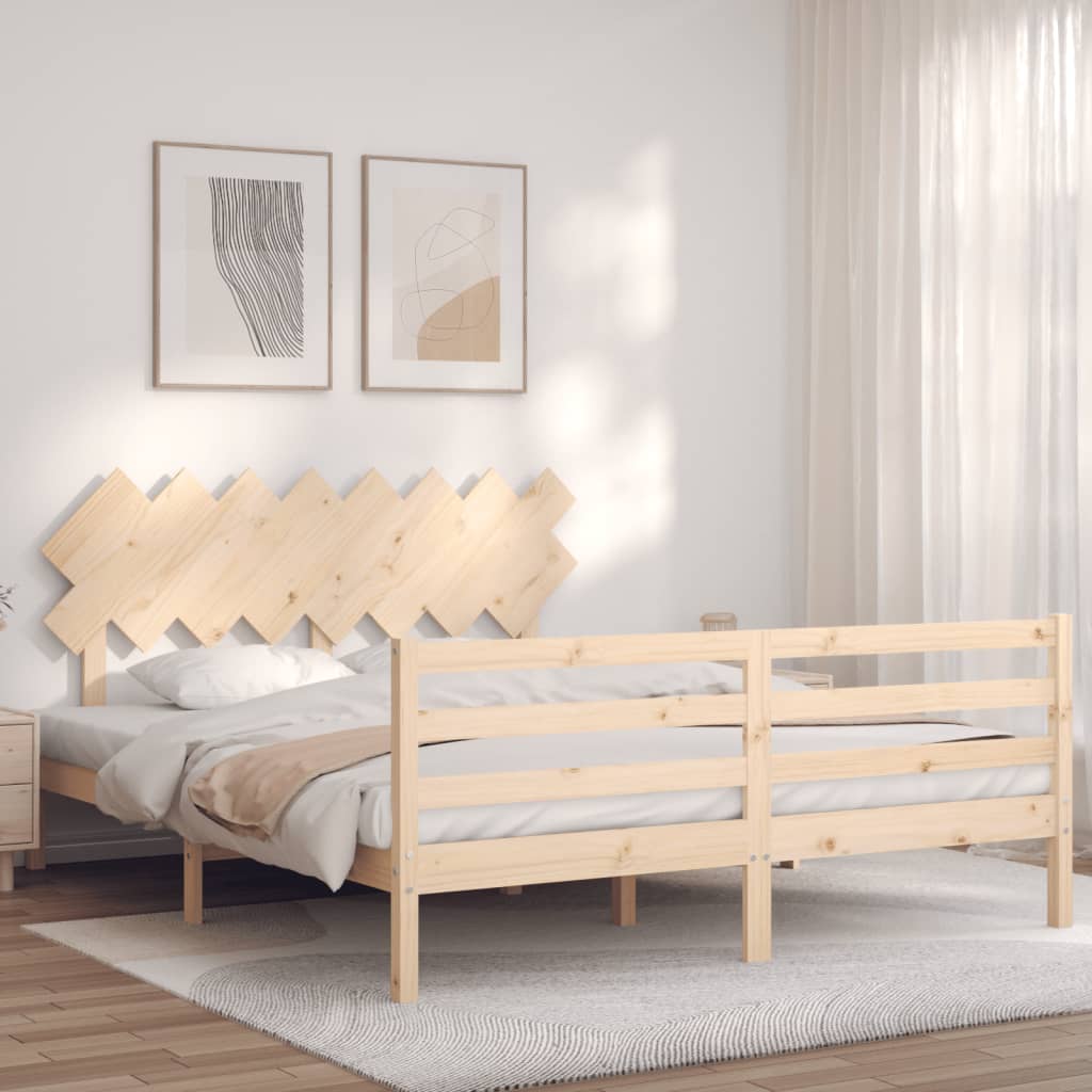 vidaXL Bed Frame with Headboard Solid Wood