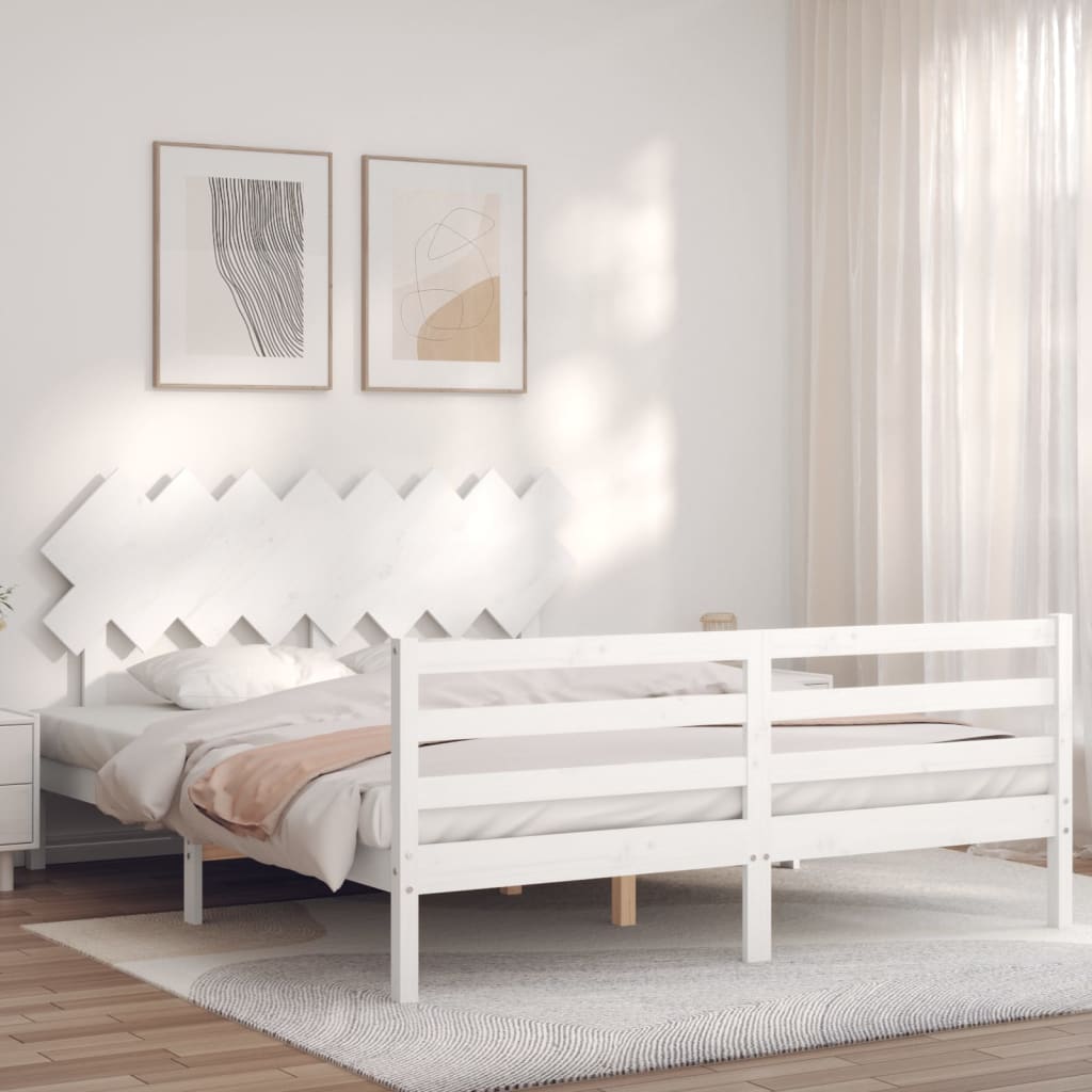 vidaXL Bed Frame with Headboard Solid Wood