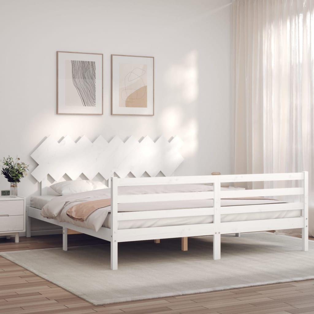 vidaXL Bed Frame with Headboard Solid Wood