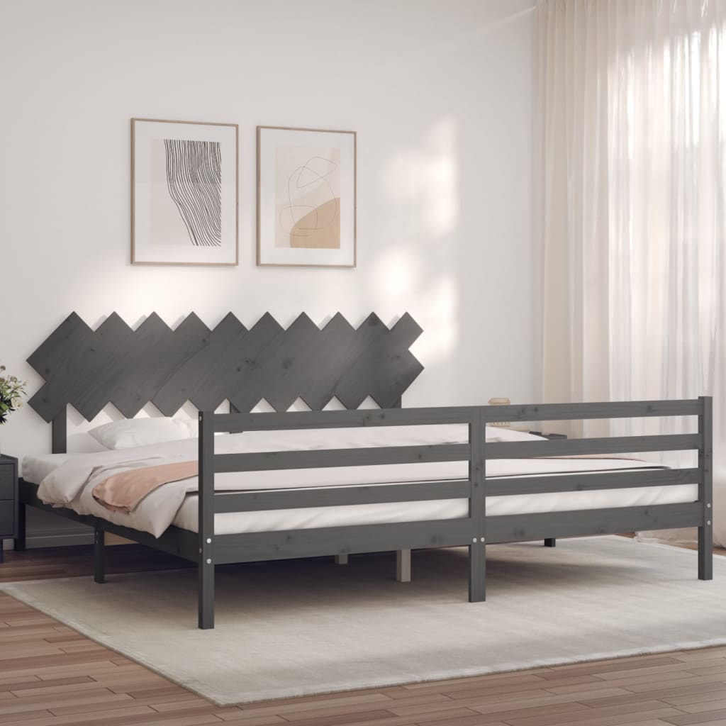 vidaXL Bed Frame with Headboard Solid Wood