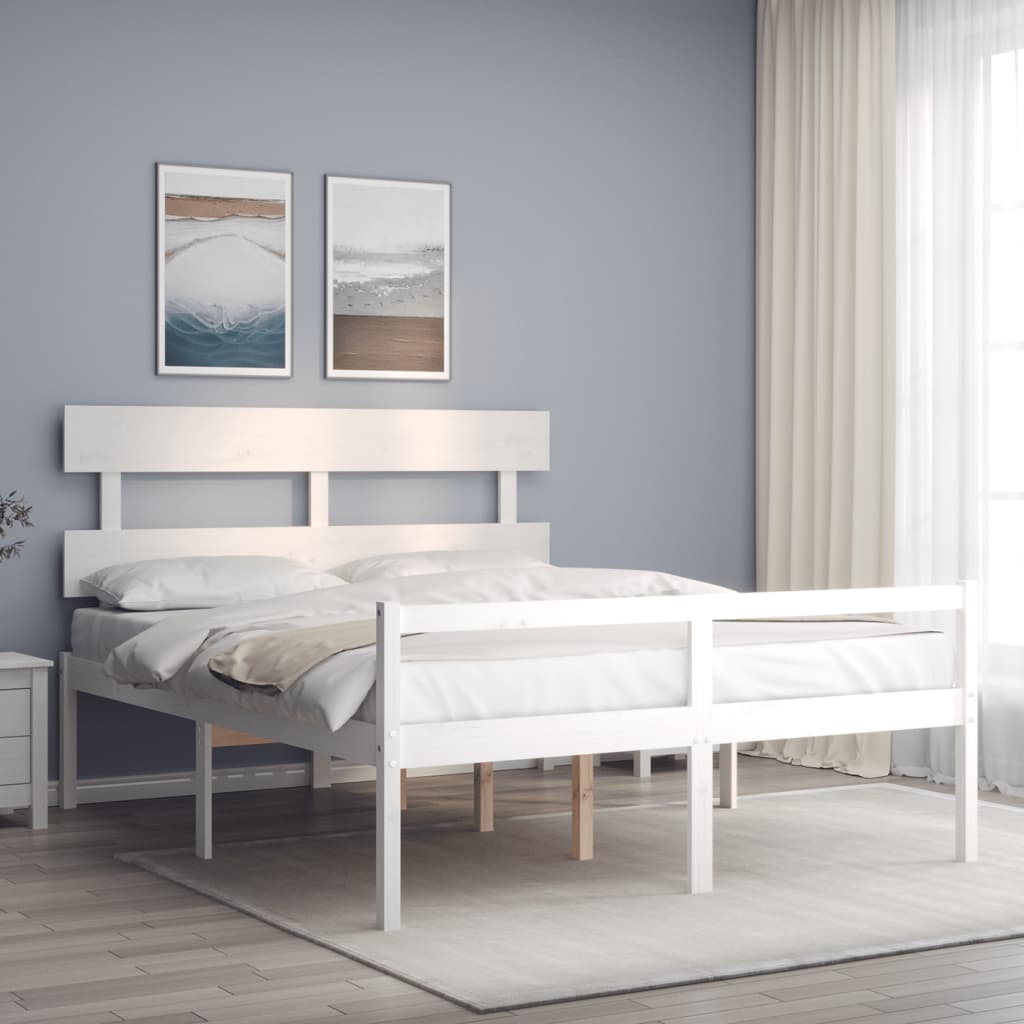vidaXL Bed Frame with Headboard Solid Wood