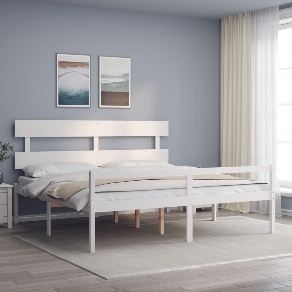 vidaXL Bed Frame with Headboard Solid Wood
