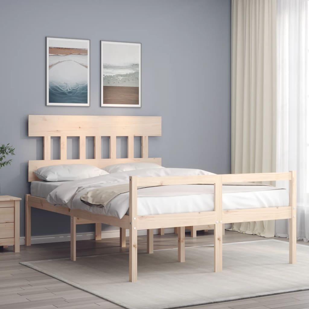 vidaXL Bed Frame with Headboard Solid Wood