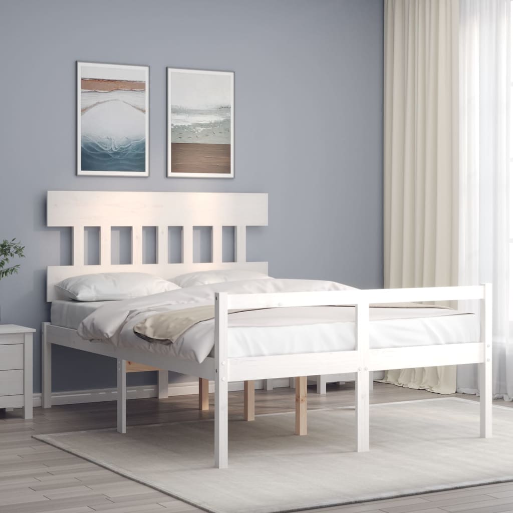 vidaXL Bed Frame with Headboard Solid Wood