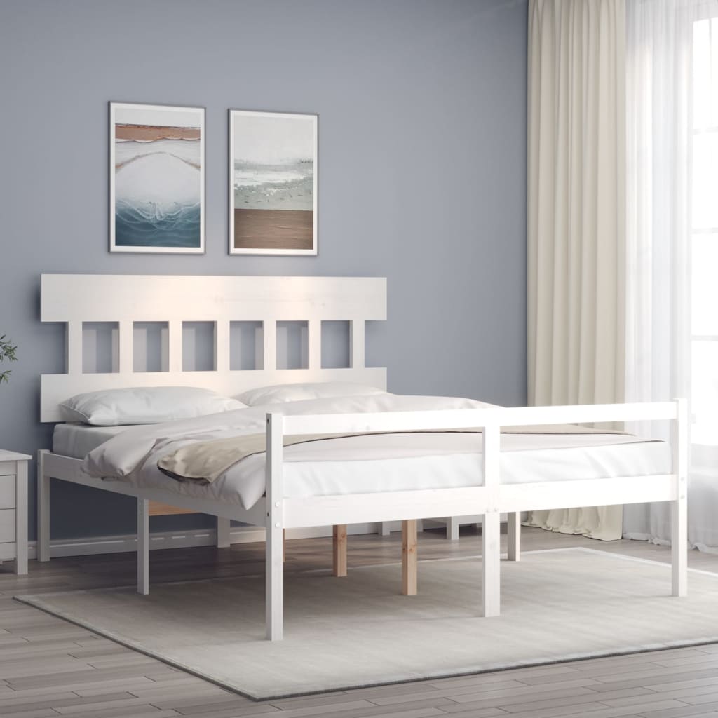 vidaXL Bed Frame with Headboard Solid Wood