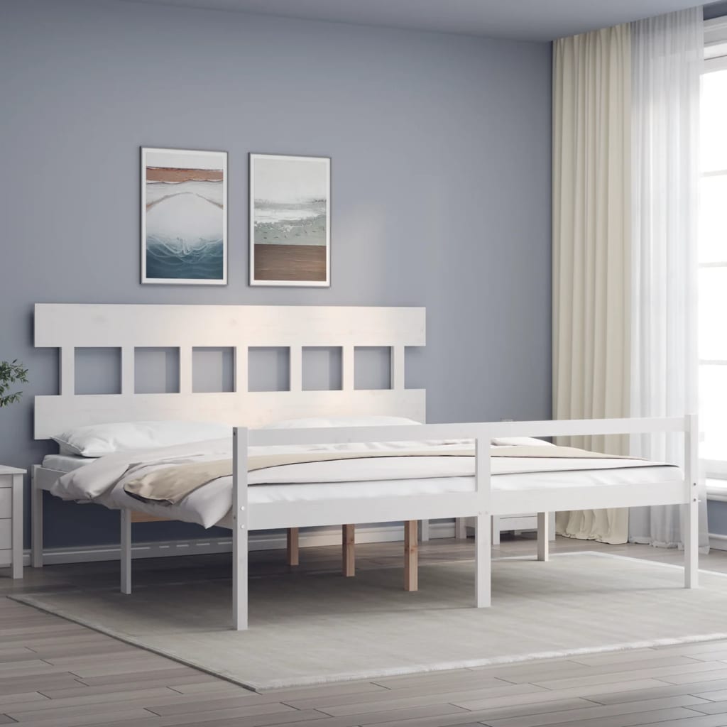 vidaXL Bed Frame with Headboard Solid Wood