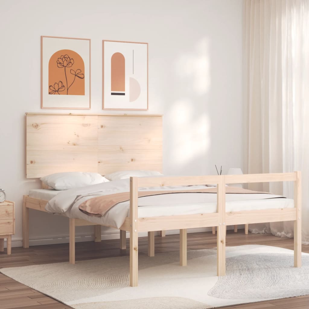 vidaXL Senior Bed with Headboard Solid Wood White