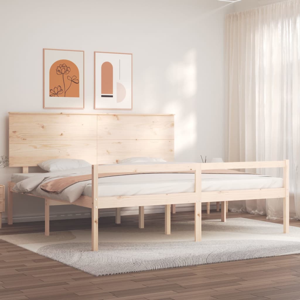 vidaXL Senior Bed with Headboard Solid Wood White
