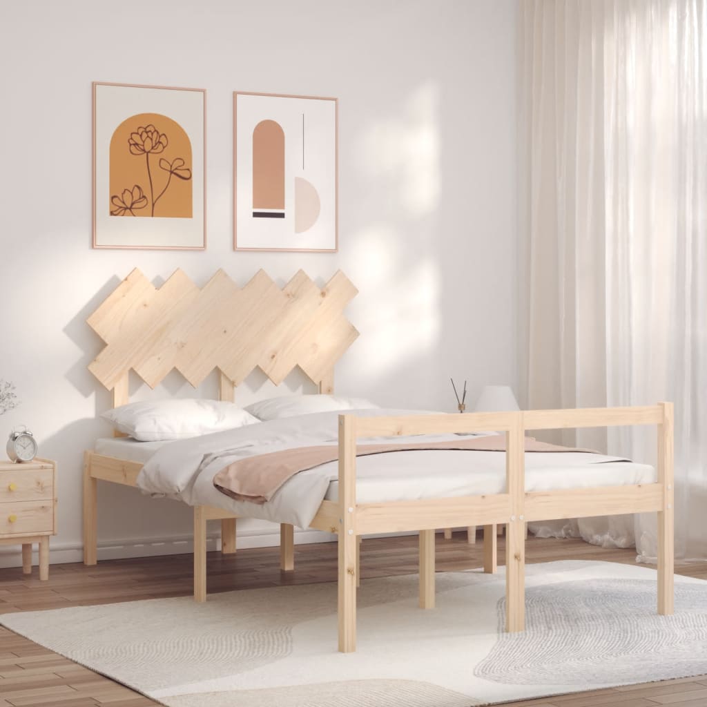 vidaXL Solid Wood Senior Bed with Headboard