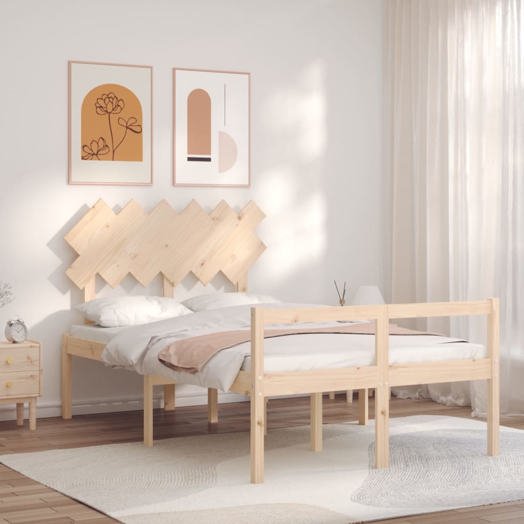 vidaXL Solid Wood Senior Bed with Headboard