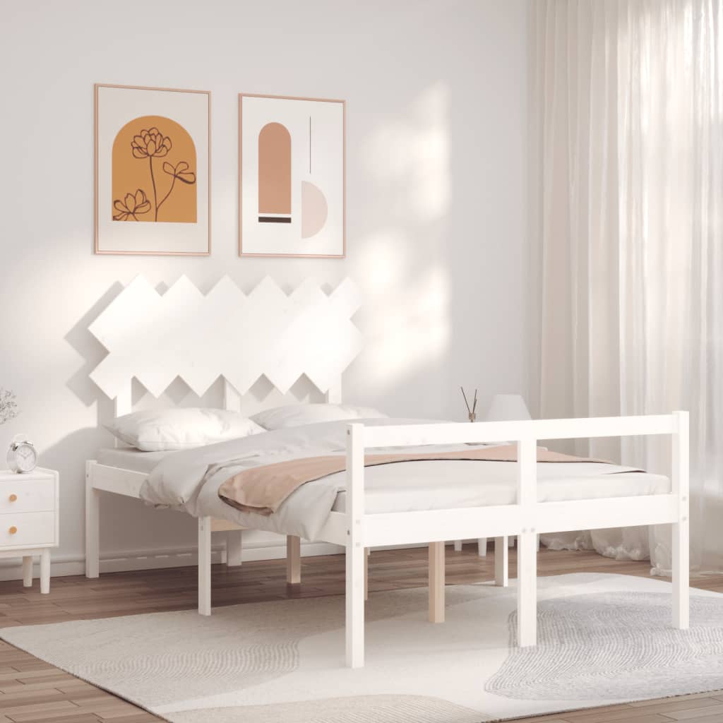 vidaXL Solid Wood Senior Bed with Headboard